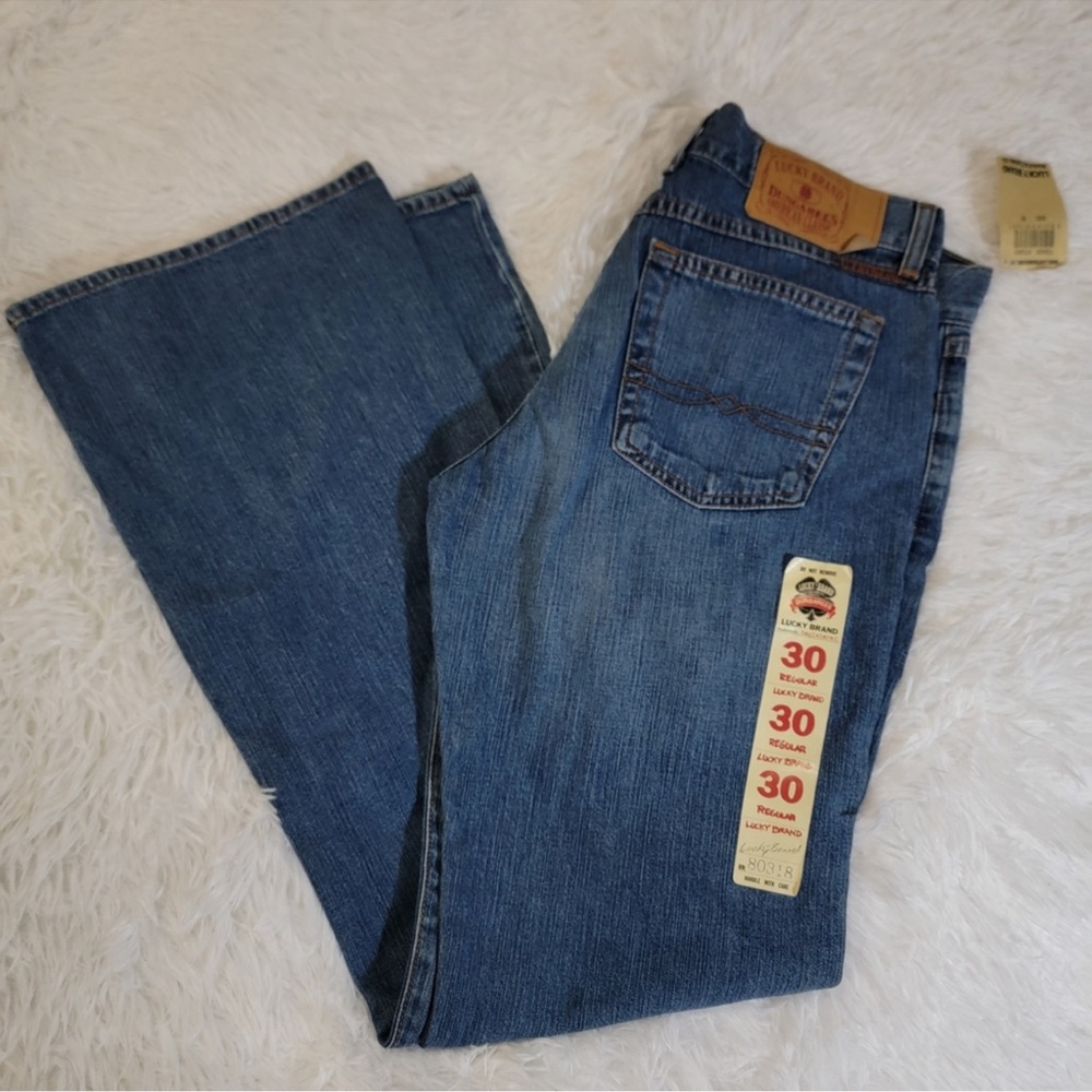 Lucky Brand Dungarees Denim Jeans in Classic Blue Mid Rise Flare Size 10
